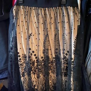 Black skirt with nude slip